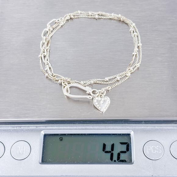 Vintage Sterling Silver 925 Beaded & Cable Chain Necklace | Adjustable 17”-19” - Picture 4 of 4